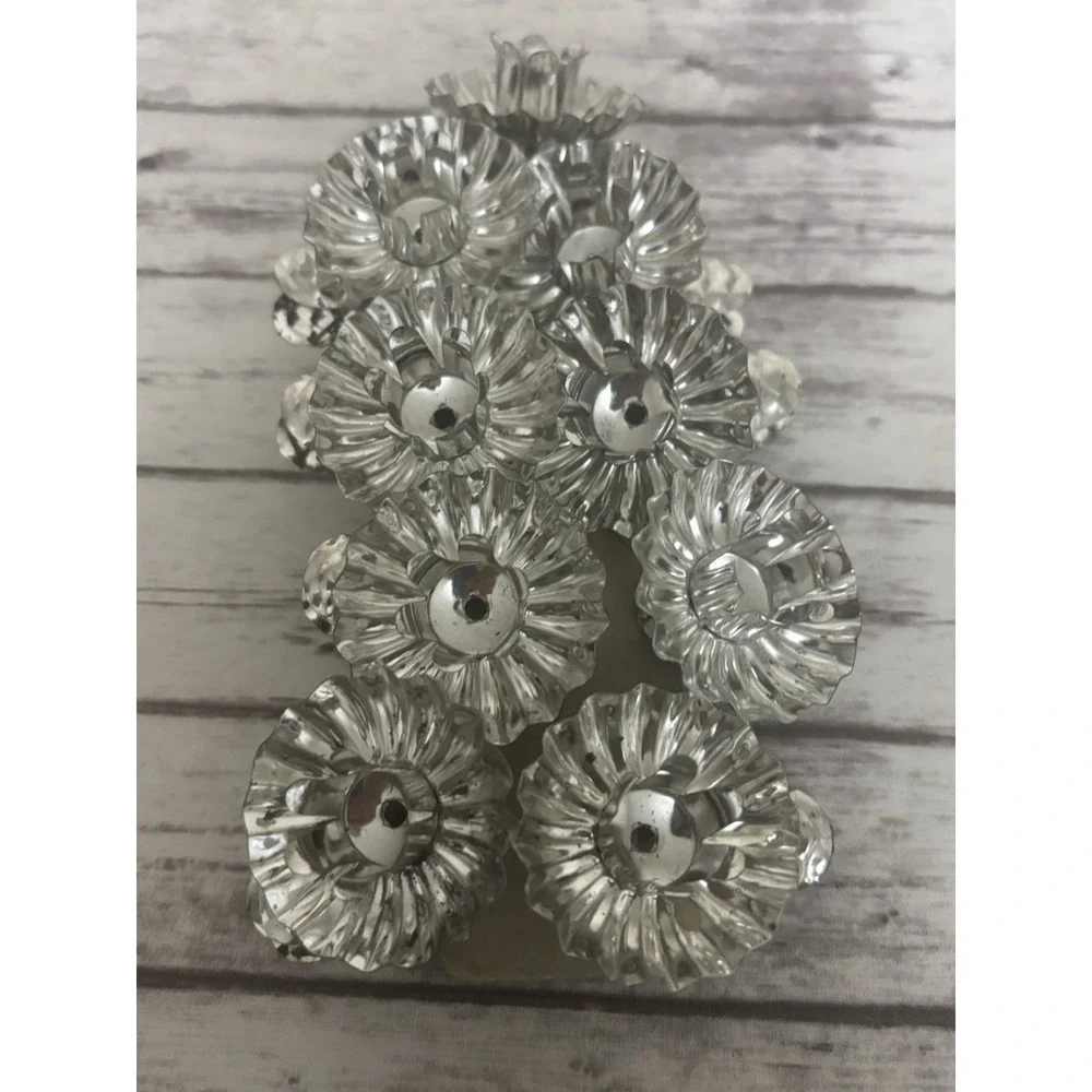 VINTAGE CHRISTMAS TREE CANDLE CLIPS / SET of 9 / SILVER CANDLE HOLDERS